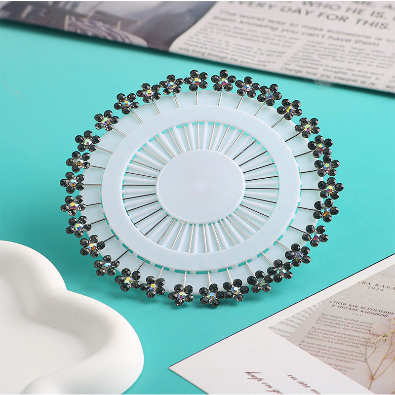 Cross-border B2B wholesale, flower headscarf positioning pins, hijab pins, elegant and exquisite, women's clothing matching, Muslim fixed needle long needle