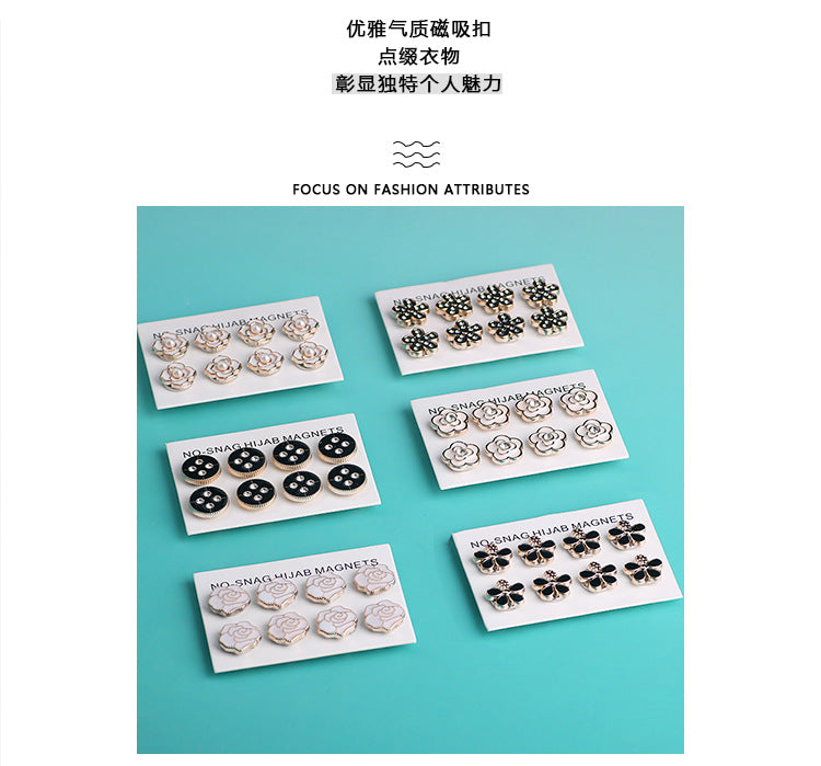 Cross-border B2B wholesale, headscarf magnetic buckle, resin material inlaid with diamonds, versatile clothing, commuter headscarf fixed buckle, simple and elegant, exquisite scarf silk scarf buckle, Muslim magnetic buckle
