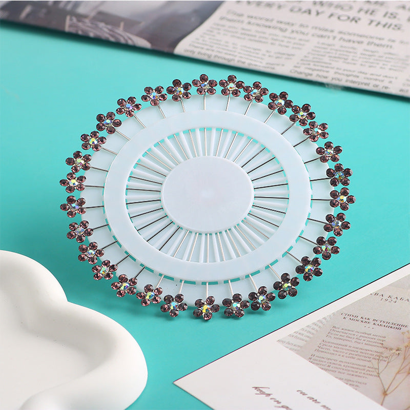 Cross-border B2B wholesale, flower headscarf positioning pins, hijab pins, elegant and exquisite, women's clothing matching, Muslim fixed needle long needle