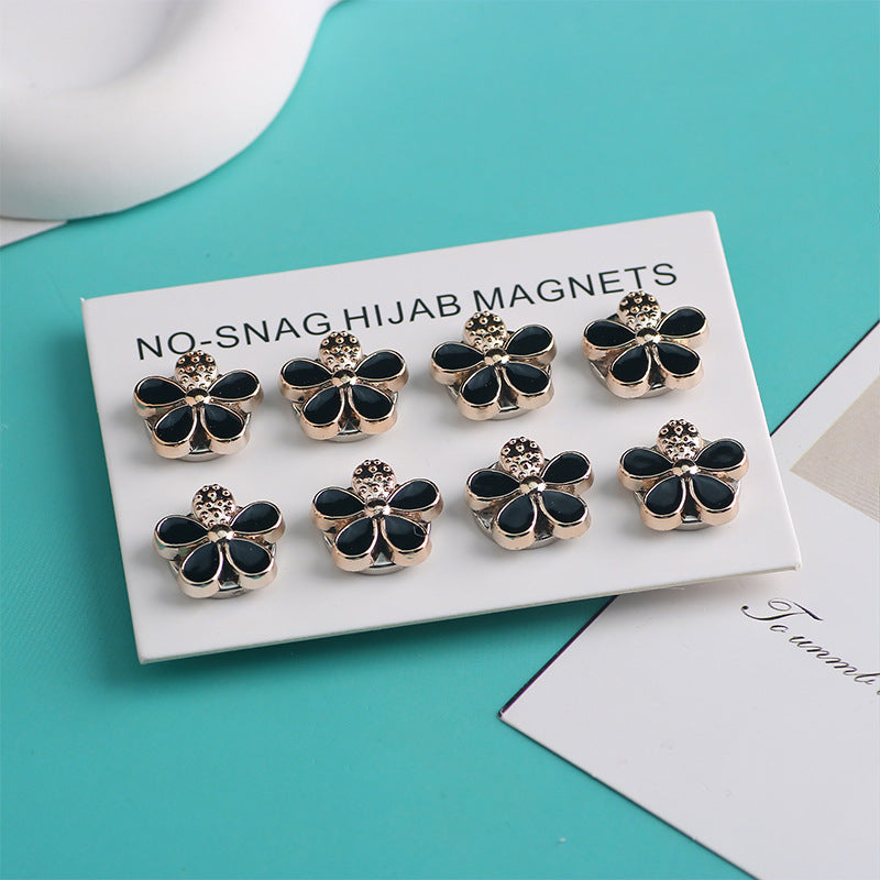 Cross-border B2B wholesale, headscarf magnetic buckle, resin material inlaid with diamonds, versatile clothing, commuter headscarf fixed buckle, simple and elegant, exquisite scarf silk scarf buckle, Muslim magnetic buckle