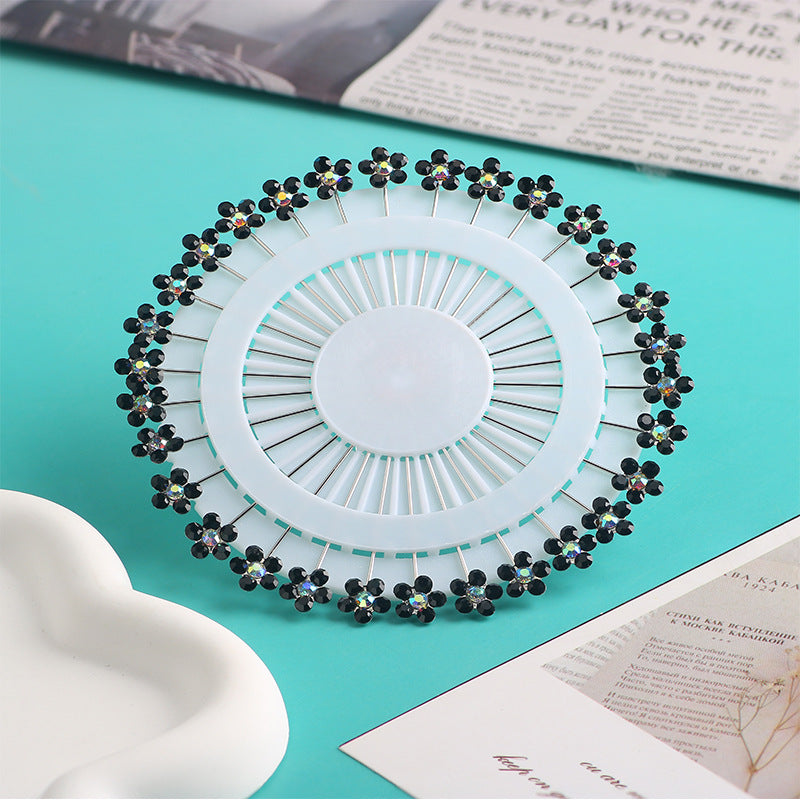 Cross-border B2B wholesale, flower headscarf positioning pins, hijab pins, elegant and exquisite, women's clothing matching, Muslim fixed needle long needle