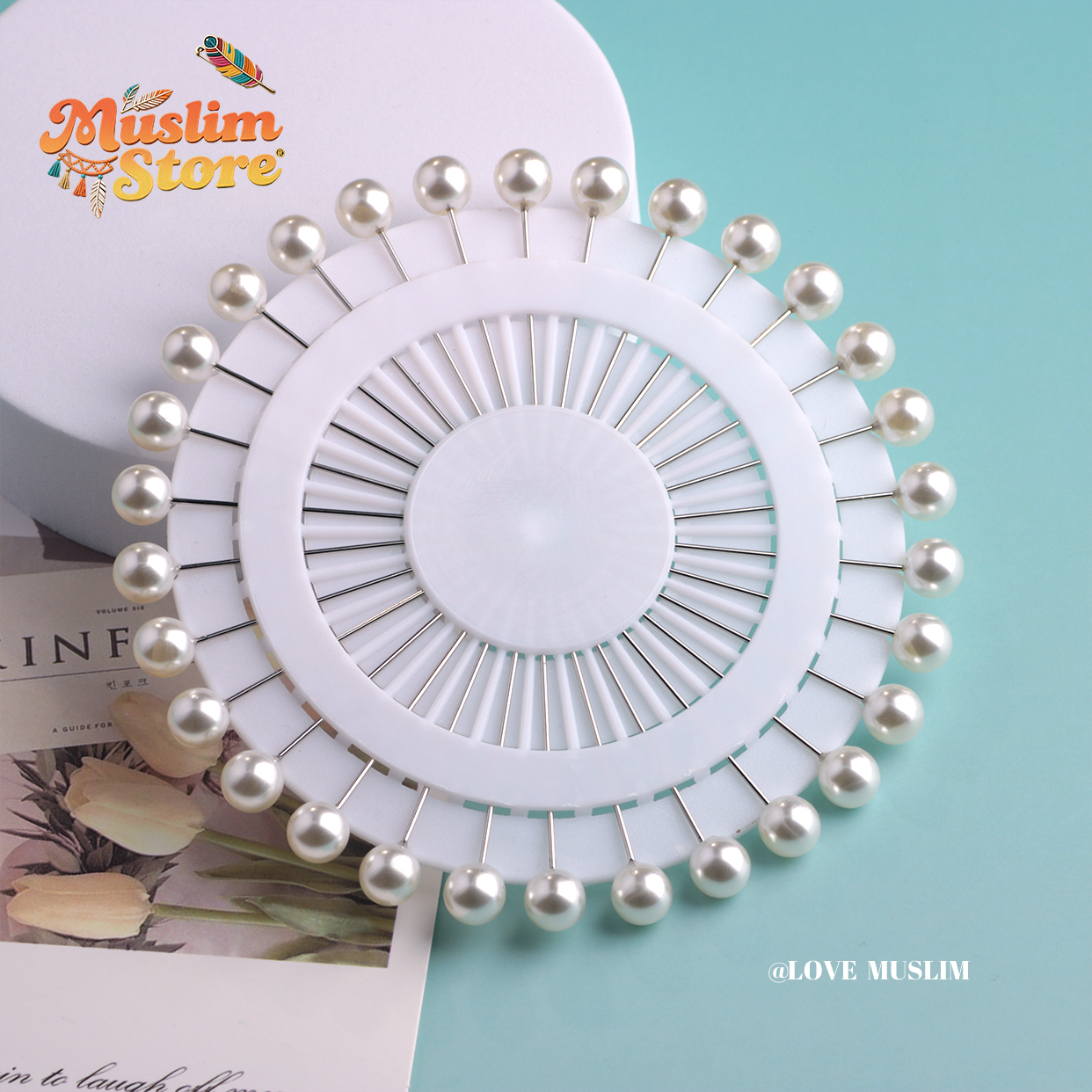 Cross-border B2B wholesale, headscarf bead pins, simple pearls, scarf pins, fashionable round long pins, female veil pins, safe fixing, Muslim positioning bead pins