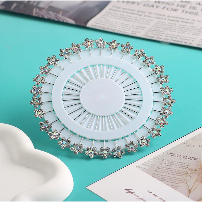 Cross-border B2B wholesale, flower headscarf positioning pins, hijab pins, elegant and exquisite, women's clothing matching, Muslim fixed needle long needle
