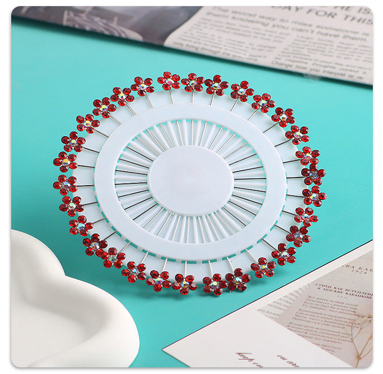 Cross-border B2B wholesale, flower headscarf positioning pins, hijab pins, elegant and exquisite, women's clothing matching, Muslim fixed needle long needle
