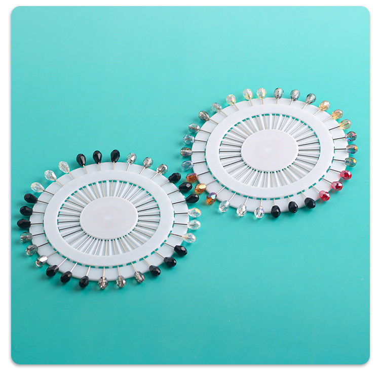Cross-border B2B wholesale, fashionable crystal disc, colorful positioning bead pins, pin fixing accessories, versatile clothing, scarf hijab pins, scarf pins, Muslim positioning bead pins