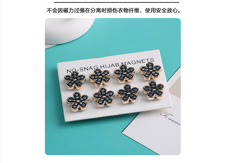 Cross-border B2B wholesale, headscarf magnetic buckle, resin material inlaid with diamonds, versatile clothing, commuter headscarf fixed buckle, simple and elegant, exquisite scarf silk scarf buckle, Muslim magnetic buckle
