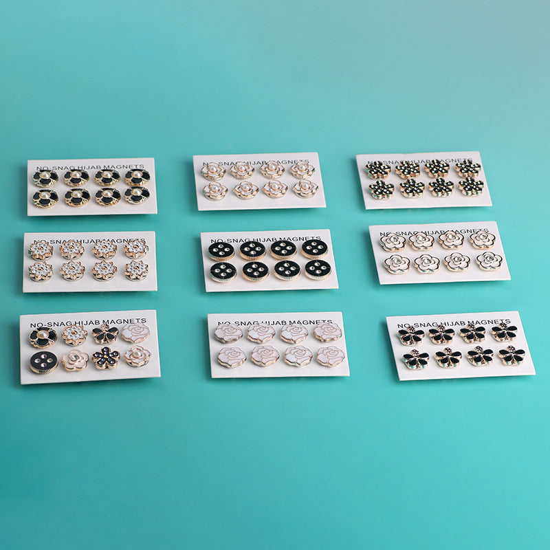 Cross-border B2B wholesale, headscarf magnetic buckle, resin material inlaid with diamonds, versatile clothing, commuter headscarf fixed buckle, simple and elegant, exquisite scarf silk scarf buckle, Muslim magnetic buckle