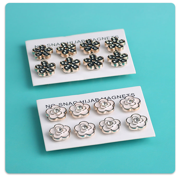 Cross-border B2B wholesale, headscarf magnetic buckle, resin material inlaid with diamonds, versatile clothing, commuter headscarf fixed buckle, simple and elegant, exquisite scarf silk scarf buckle, Muslim magnetic buckle
