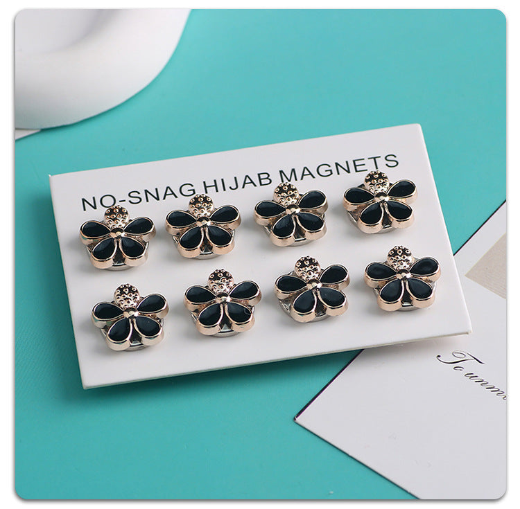 Cross-border B2B wholesale, headscarf magnetic buckle, resin material inlaid with diamonds, versatile clothing, commuter headscarf fixed buckle, simple and elegant, exquisite scarf silk scarf buckle, Muslim magnetic buckle