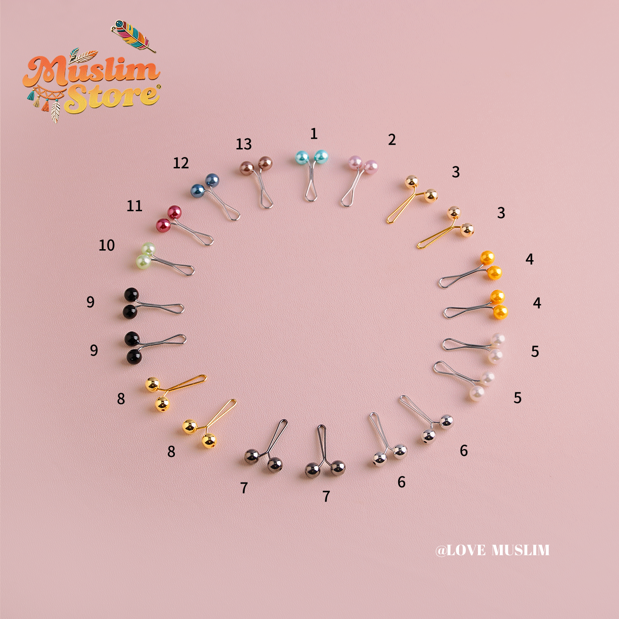 Cross-border B2B wholesale, headscarf pins, convenient accessories, multi-color, clothing accessories, women's simple, U-shaped pearl pins, fixing clips, Muslim pins