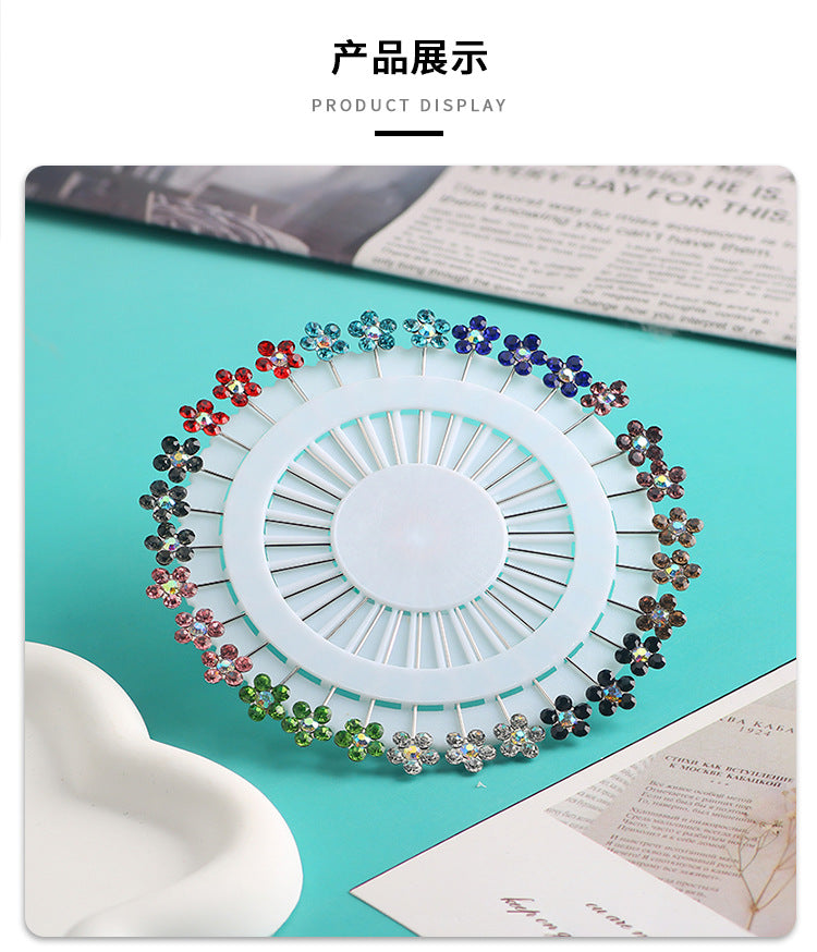 Cross-border B2B wholesale, flower headscarf positioning pins, hijab pins, elegant and exquisite, women's clothing matching, Muslim fixed needle long needle