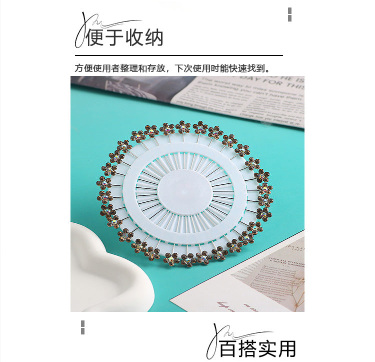 Cross-border B2B wholesale, flower headscarf positioning pins, hijab pins, elegant and exquisite, women's clothing matching, Muslim fixed needle long needle