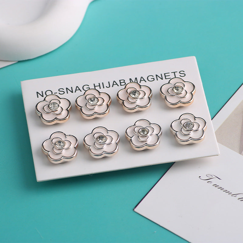 Cross-border B2B wholesale, headscarf magnetic buckle, resin material inlaid with diamonds, versatile clothing, commuter headscarf fixed buckle, simple and elegant, exquisite scarf silk scarf buckle, Muslim magnetic buckle