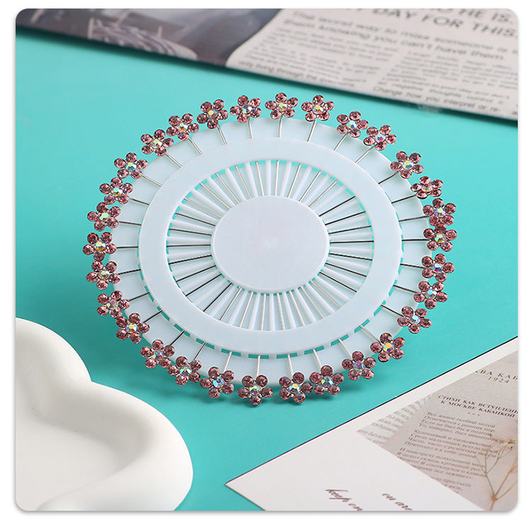 Cross-border B2B wholesale, flower headscarf positioning pins, hijab pins, elegant and exquisite, women's clothing matching, Muslim fixed needle long needle