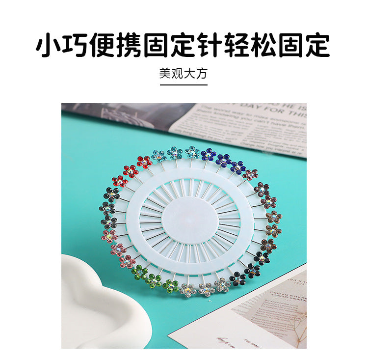 Cross-border B2B wholesale, flower headscarf positioning pins, hijab pins, elegant and exquisite, women's clothing matching, Muslim fixed needle long needle