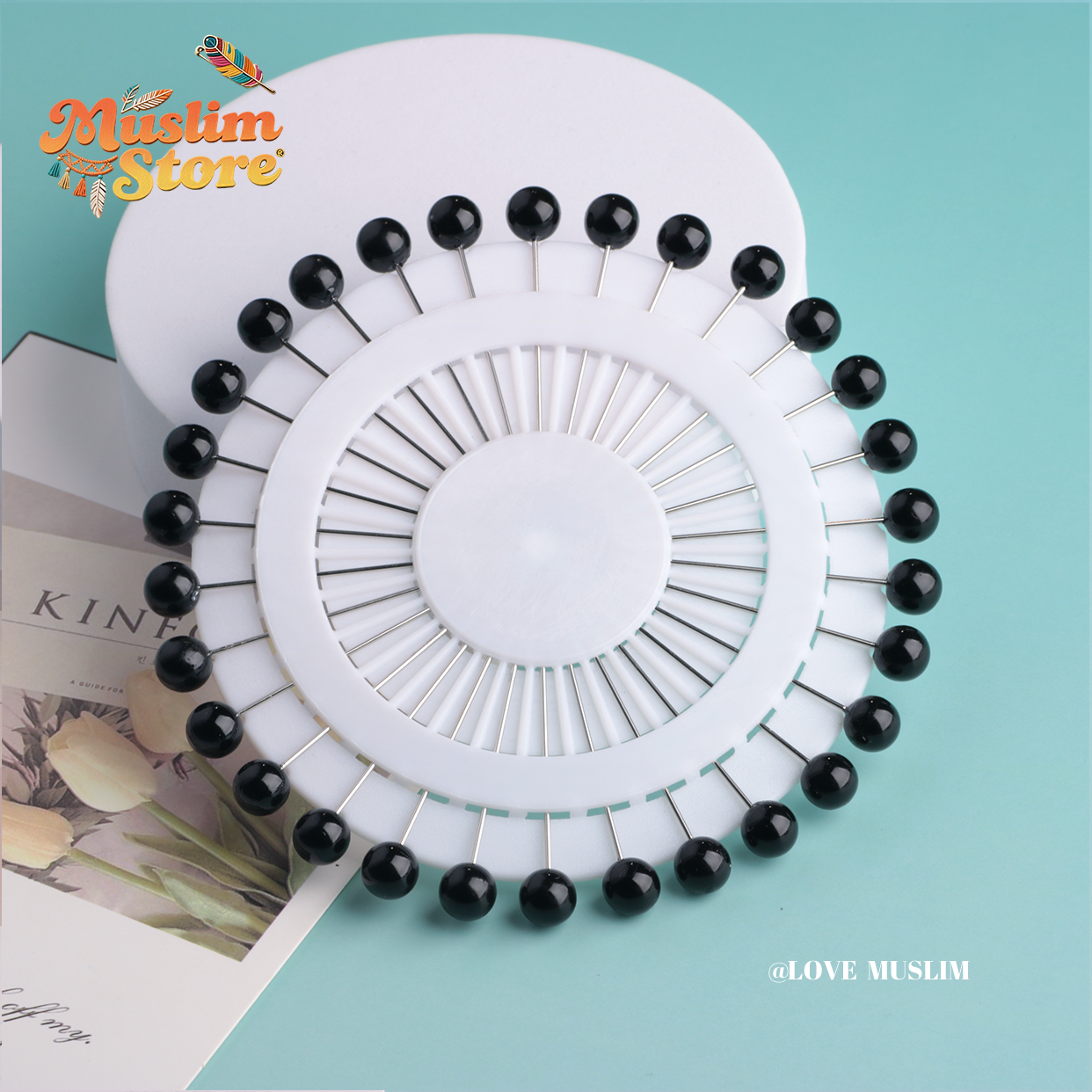 Cross-border B2B wholesale, headscarf bead pins, simple pearls, scarf pins, fashionable round long pins, female veil pins, safe fixing, Muslim positioning bead pins