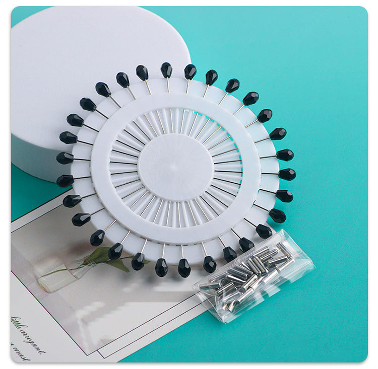 Cross-border B2B wholesale, fashionable crystal disc, colorful positioning bead pins, pin fixing accessories, versatile clothing, scarf hijab pins, scarf pins, Muslim positioning bead pins