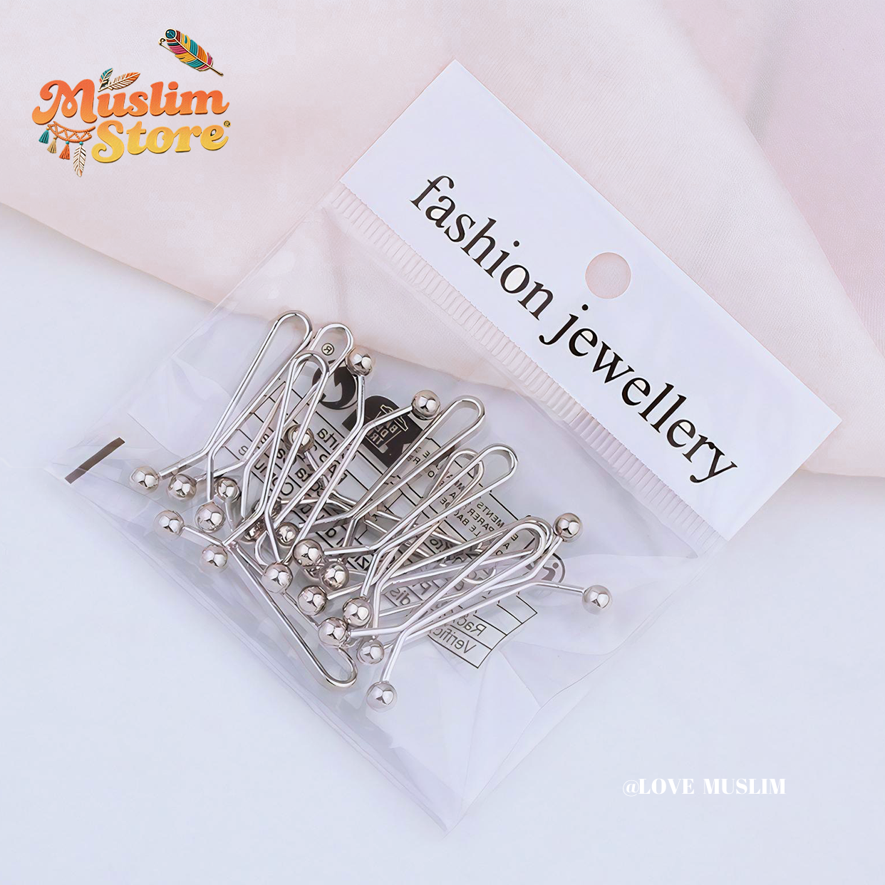 12pcs/pack Metal headscarf pins, for Muslim ladies, headscarf decoration and fixing, no harm to the skin, comfortable to wear, headscarf accessories