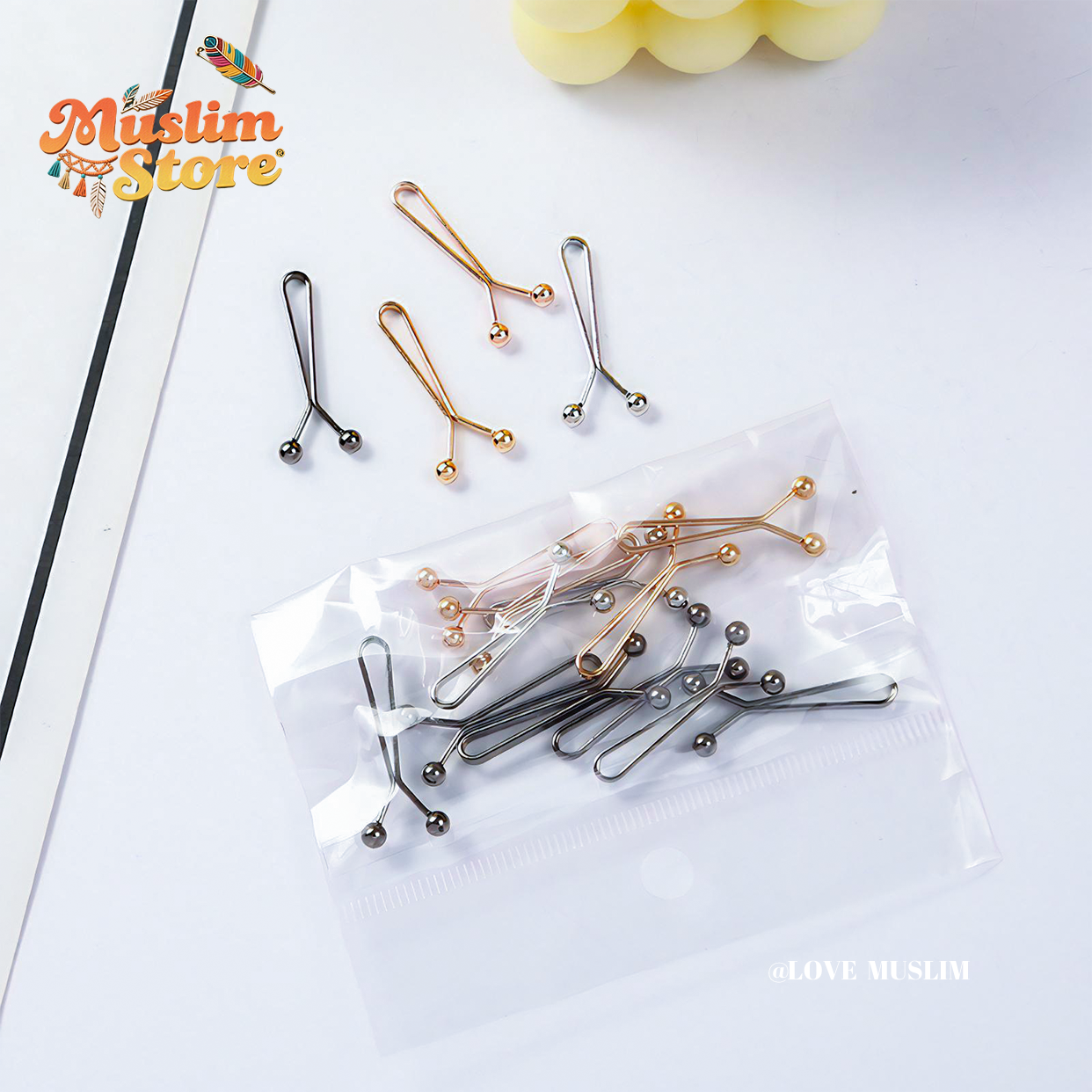 12pcs/pack Metal headscarf pins, for Muslim ladies, headscarf decoration and fixing, no harm to the skin, comfortable to wear, headscarf accessories