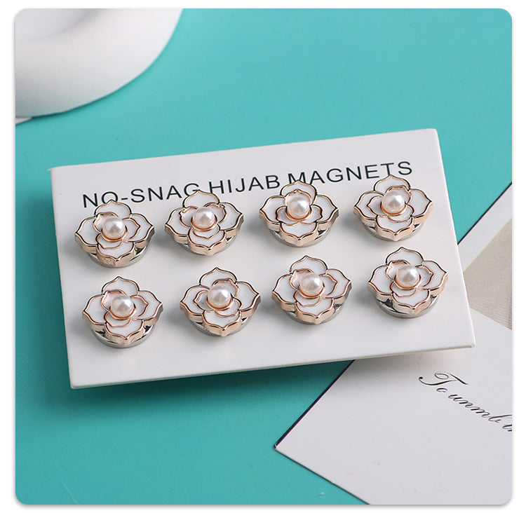 Cross-border B2B wholesale, headscarf magnetic buckle, resin material inlaid with diamonds, versatile clothing, commuter headscarf fixed buckle, simple and elegant, exquisite scarf silk scarf buckle, Muslim magnetic buckle