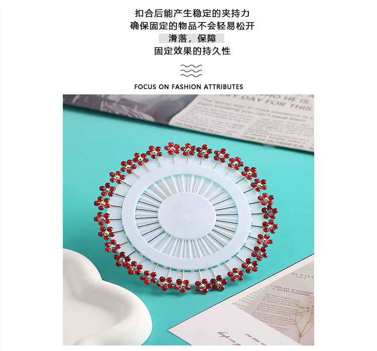 Cross-border B2B wholesale, flower headscarf positioning pins, hijab pins, elegant and exquisite, women's clothing matching, Muslim fixed needle long needle