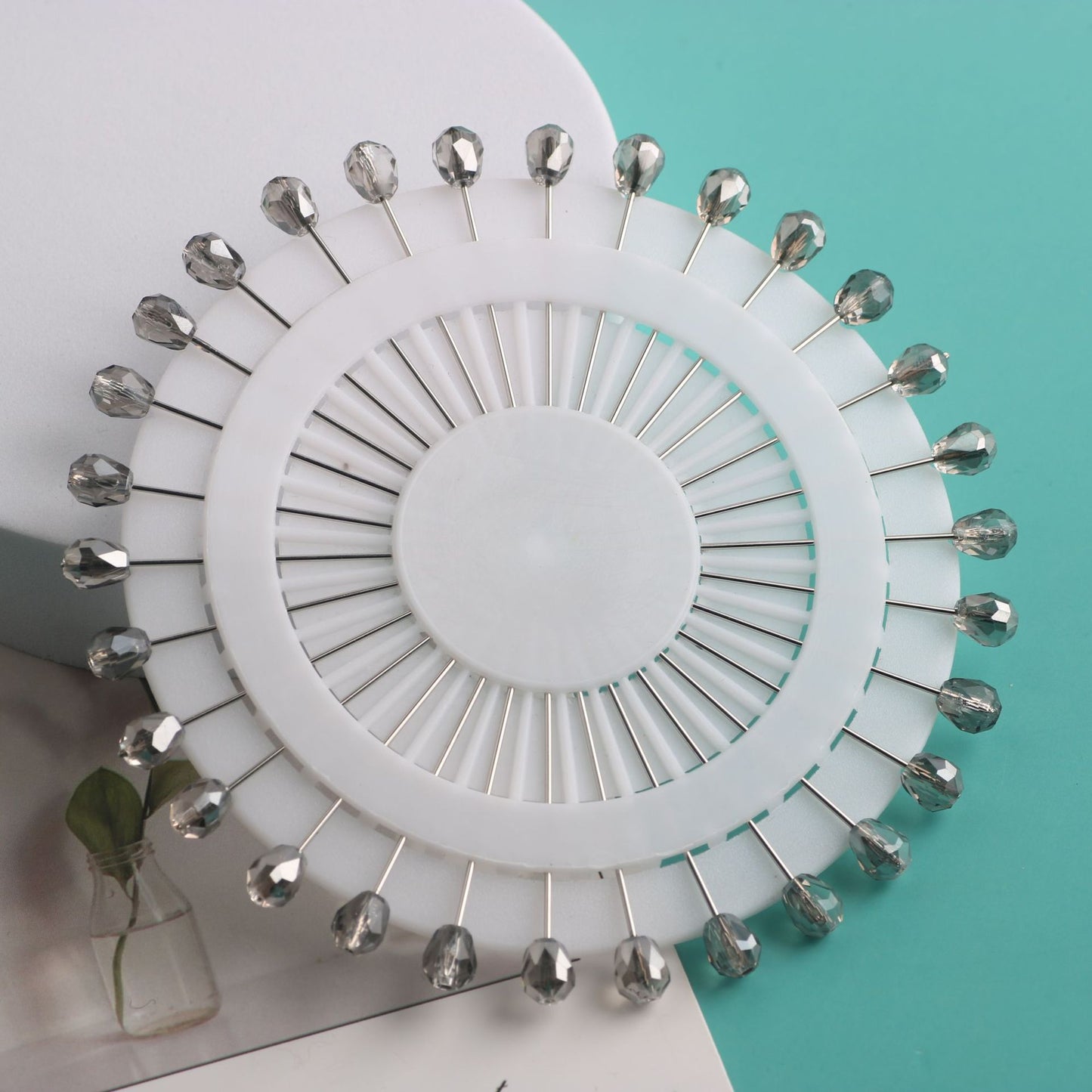 Cross-border B2B wholesale, fashionable crystal disc, colorful positioning bead pins, pin fixing accessories, versatile clothing, scarf hijab pins, scarf pins, Muslim positioning bead pins
