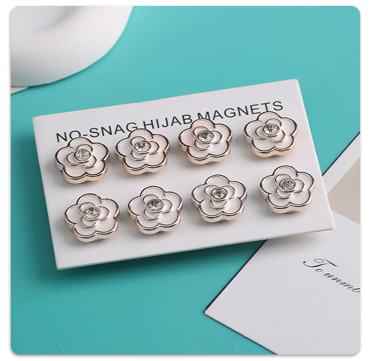 Cross-border B2B wholesale, headscarf magnetic buckle, resin material inlaid with diamonds, versatile clothing, commuter headscarf fixed buckle, simple and elegant, exquisite scarf silk scarf buckle, Muslim magnetic buckle