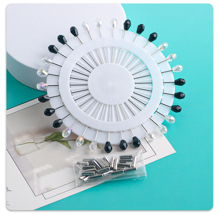 Cross-border B2B wholesale, fashionable crystal disc, colorful positioning bead pins, pin fixing accessories, versatile clothing, scarf hijab pins, scarf pins, Muslim positioning bead pins