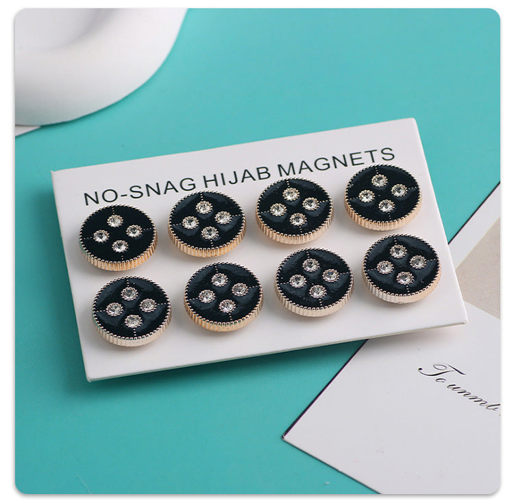 Cross-border B2B wholesale, headscarf magnetic buckle, resin material inlaid with diamonds, versatile clothing, commuter headscarf fixed buckle, simple and elegant, exquisite scarf silk scarf buckle, Muslim magnetic buckle
