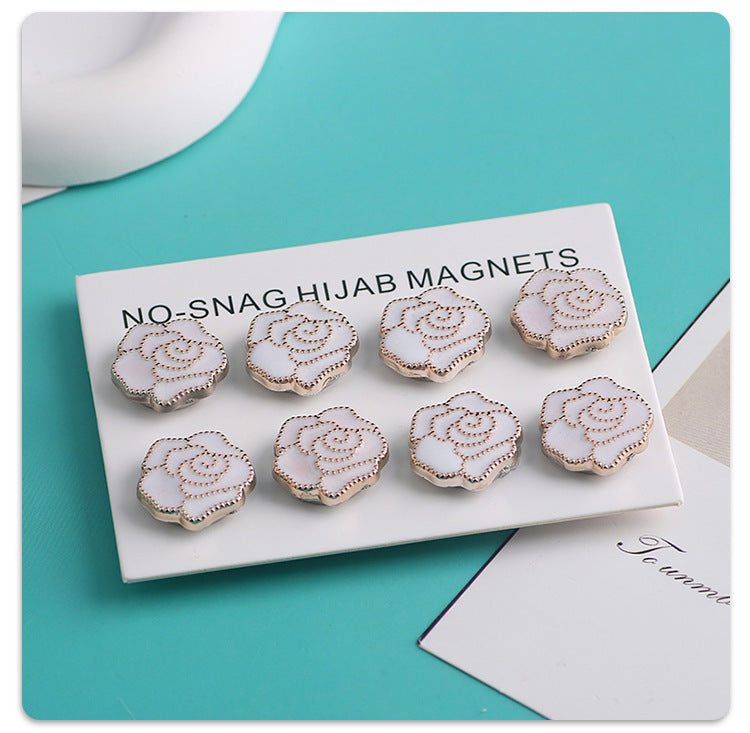 Cross-border B2B wholesale, headscarf magnetic buckle, resin material inlaid with diamonds, versatile clothing, commuter headscarf fixed buckle, simple and elegant, exquisite scarf silk scarf buckle, Muslim magnetic buckle