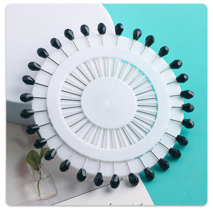 Cross-border B2B wholesale, fashionable crystal disc, colorful positioning bead pins, pin fixing accessories, versatile clothing, scarf hijab pins, scarf pins, Muslim positioning bead pins