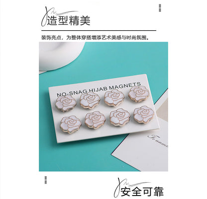 Cross-border B2B wholesale, headscarf magnetic buckle, resin material inlaid with diamonds, versatile clothing, commuter headscarf fixed buckle, simple and elegant, exquisite scarf silk scarf buckle, Muslim magnetic buckle