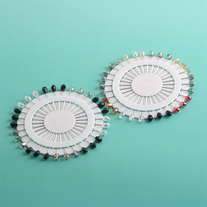 Cross-border B2B wholesale, fashionable crystal disc, colorful positioning bead pins, pin fixing accessories, versatile clothing, scarf hijab pins, scarf pins, Muslim positioning bead pins