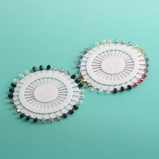 Cross-border B2B wholesale, fashionable crystal disc, colorful positioning bead pins, pin fixing accessories, versatile clothing, scarf hijab pins, scarf pins, Muslim positioning bead pins