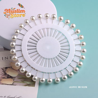 Cross-border B2B wholesale, headscarf bead pins, simple pearls, scarf pins, fashionable round long pins, female veil pins, safe fixing, Muslim positioning bead pins