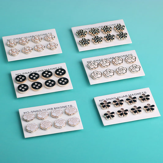 Cross-border B2B wholesale, headscarf magnetic buckle, resin material inlaid with diamonds, versatile clothing, commuter headscarf fixed buckle, simple and elegant, exquisite scarf silk scarf buckle, Muslim magnetic buckle