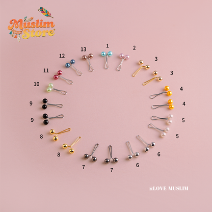 Cross-border B2B wholesale, headscarf pins, convenient accessories, multi-color, clothing accessories, women's simple, U-shaped pearl pins, fixing clips, Muslim pins