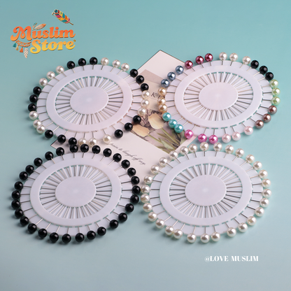 Cross-border B2B wholesale, headscarf bead pins, simple pearls, scarf pins, fashionable round long pins, female veil pins, safe fixing, Muslim positioning bead pins