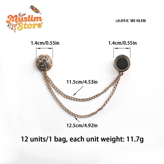 12 units/bag, Muslim headscarf magnet buckle chain model, stainless steel anti-skid magnetic buckle, women's worship headscarf accessories, invisible fixed design, long hair anti-fall