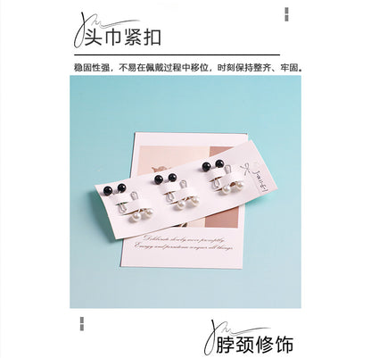 Cross-border B2B, wholesale, headscarf pins, ladies scarf pins, resin + iron, travel size, fixed buckle, Korean style, pearl fashion, simple and versatile, scarf pins, Muslim pins
