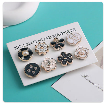 Cross-border B2B wholesale, headscarf magnetic buckle, resin material inlaid with diamonds, versatile clothing, commuter headscarf fixed buckle, simple and elegant, exquisite scarf silk scarf buckle, Muslim magnetic buckle