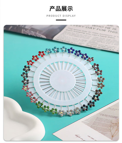 Cross-border B2B wholesale, flower headscarf positioning pins, hijab pins, elegant and exquisite, women's clothing matching, Muslim fixed needle long needle
