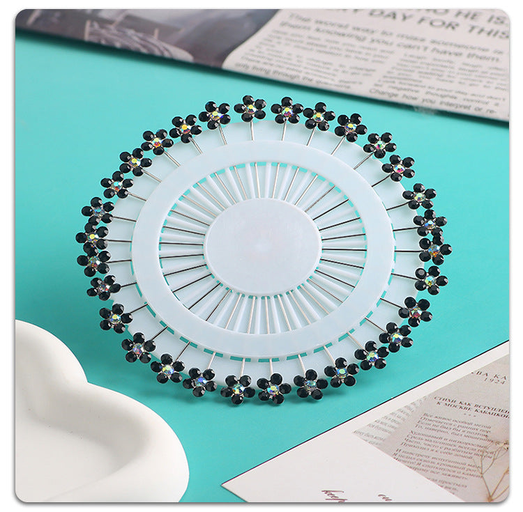 Cross-border B2B wholesale, flower headscarf positioning pins, hijab pins, elegant and exquisite, women's clothing matching, Muslim fixed needle long needle