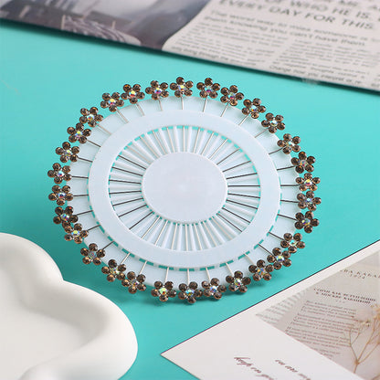 Cross-border B2B wholesale, flower headscarf positioning pins, hijab pins, elegant and exquisite, women's clothing matching, Muslim fixed needle long needle