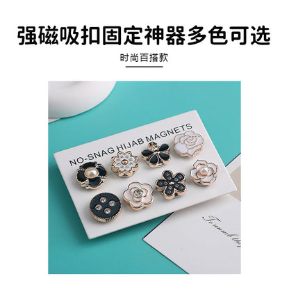Cross-border B2B wholesale, headscarf magnetic buckle, resin material inlaid with diamonds, versatile clothing, commuter headscarf fixed buckle, simple and elegant, exquisite scarf silk scarf buckle, Muslim magnetic buckle