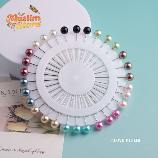 Cross-border B2B wholesale, headscarf bead pins, simple pearls, scarf pins, fashionable round long pins, female veil pins, safe fixing, Muslim positioning bead pins