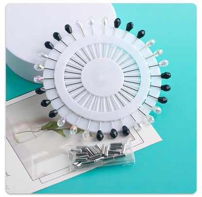 Cross-border B2B wholesale, fashionable crystal disc, colorful positioning bead pins, pin fixing accessories, versatile clothing, scarf hijab pins, scarf pins, Muslim positioning bead pins