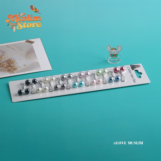 Cross-border hot-selling simple multi-color pearl clip fashion accessories small pin U-shaped thin needle scarf clip